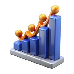 Poster - 3D Bar Graph with Upward Trend on transparent background