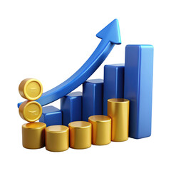Poster - Financial Growth Chart with Coins and Arrow on Transparent Background