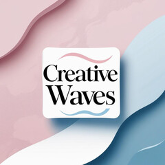 Aufkleber - Text overlay on pastel colored fluid shapes with pink and blue hues and rounded square frame element design