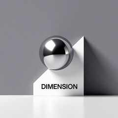 Fototapete - Metallic sphere resting on white geometric structure against a gray toned environment scene view image
