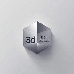 Aufkleber - Shiny isometric cube with the words three dimensional elements floating on a light gray surface design render
