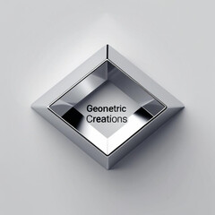 Fototapete - Shiny metal square frame with beveled edges casting soft shadows on a plain surface creating a modern design