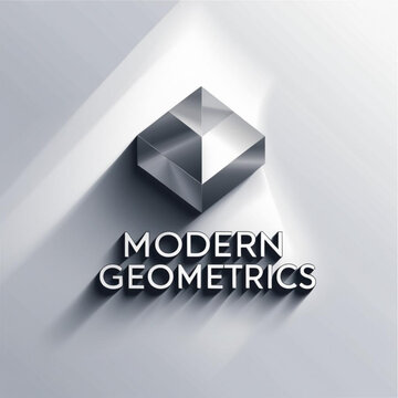 Metallic cube with sharp edges casting shadow on plain surface in studio lighting environment design element