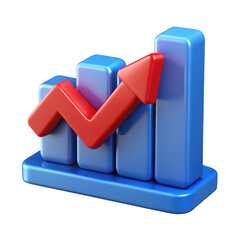 Poster - 3D Bar Graph with Arrow on Transparent Background