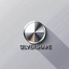Aufkleber - Metallic circle with pie chart sections and long shadow on a light gray surface, with name below it present, too