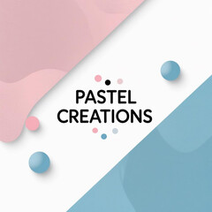 Aufkleber - Diagonal design with pink and blue shapes and dots with the words pastel creations in the center