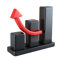 Poster - Rising Bar Graph with Red Arrow on transparent background