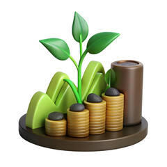 Poster - Growing Money Plant on Gold Coins on transparent background