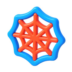 Poster - Colorful 3D geometric web-like icon with dynamic blue and orange shapes on transparent background for digital design and creative projects