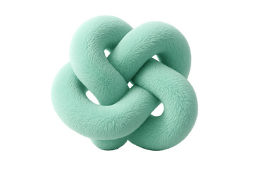 Poster - Abstract teal fluffy knotted shape on transparent background evoking complexity, modern design, and tactile intricacy in contemporary digital art