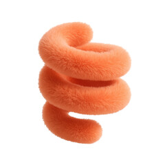 Poster - Soft orange fluffy spiral isolated on transparent  background, showcasing cozy texture and abstract design ideal for creative projects and digital illustrations