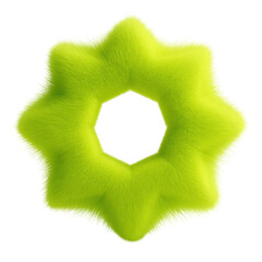 Poster - Vibrant neon green furry abstract star shape on transparent background representing dynamic creativity and modern design