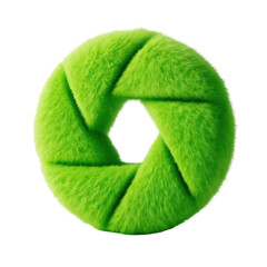 Poster - Vibrant green fluffy shutter icon on transparent background symbolizing creativity innovation photography texture and uniqueness in design elements