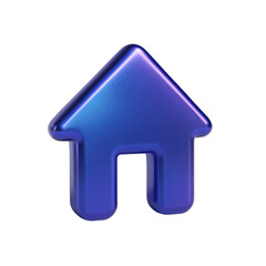 Poster - 3D icon of  Modern metallic blue home icon with a glossy finish isolated on transparent background, ideal for real estate, technology, and digital applications