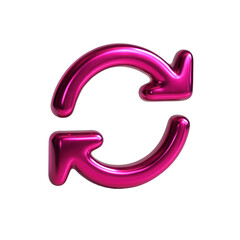 Poster - Glossy pink 3D refresh icon with circular arrows symbolizing repeat and update on  transparent transparent background, reflecting modern digital interface concepts