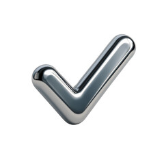 Poster - Metallic 3D check mark icon representing confirmation, approval, and success isolated on transparent background with reflective chrome effect