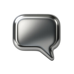 Poster - 3D Metallic speech bubble icon on  transparent  background reflecting light, symbolizing communication and modern technology with sleek and futuristic design