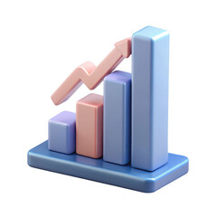 Poster - 3D Bar Graph with Arrow on Transparent Background