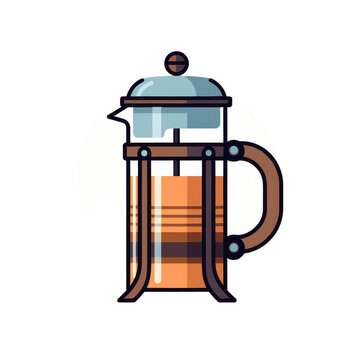 Linear French Press Icon isolated on transparent background