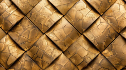 Poster - Elegant embossed gold leather texture with sophisticated pattern, showcasing luxurious design that adds depth and richness to any setting