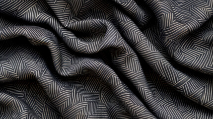 Poster - Elegant fabric with herringbone pattern showcasing woven texture in dark tones, perfect for various design projects and fashion applications