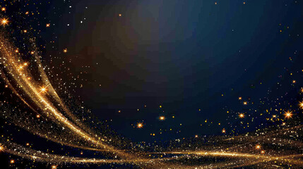 Poster - Festive background featuring glowing stars and shimmering ribbons creates magical atmosphere perfect for celebrations and special occasions. rich colors and sparkling elements evoke joy and wonder