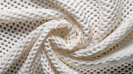 Poster - Fine mesh fabric texture in translucent view creates unique visual appeal, showcasing intricate patterns and soft, breathable qualities. This versatile material is perfect for various applications