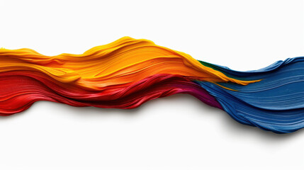 Poster - Vibrant flowing ribbon graphics symbolize teamwork and harmony, showcasing blend of colors including red, orange, yellow, green, and blue, creating dynamic visual experience