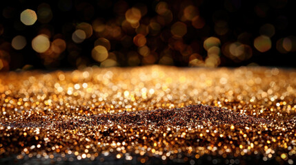 Poster - Glitter dust particles create sparkling texture on surface, reflecting light beautifully and evoking sense of wonder and celebration. shimmering effect adds depth and allure