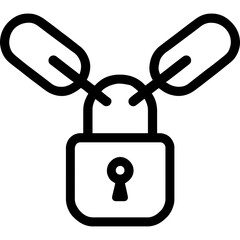 Poster - Chain lock with links outline icon vector