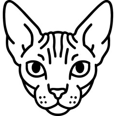 Poster - Sphynx cat head front view outline icon vector