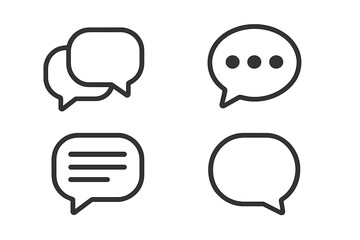 Fototapete - Chat, comment, message, and speech bubble outline icon set. Vector symbol collection for communication, dialogue, social media app, UI, UX design and modern website.
