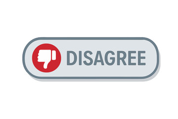 Fototapete - Disagree web button with thumbs down icon. Vector for UI and UX design. Negative feedback, dislike, no, and rejection concept. User interface element for website and app.