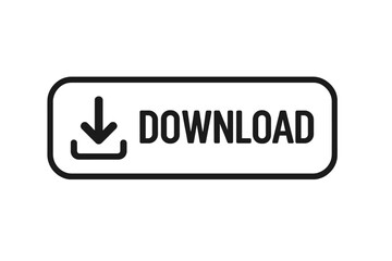 Fototapete - Download vector web button. UI UX concept for website and mobile app. Simple black line icon for downloading data, files, or software. Isolated graphic design element.