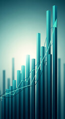 Aufkleber - Abstract teal bar graph showing upward trend, symbolizing growth, success, and progress in business and finance