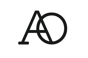 Poster - AO OA letter monogram logo icon. Modern minimalist geometric design element for business brand identity. Vector illustration of initial A and O for corporate company symbol.