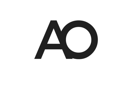 Initial AO logo design. Letter OA monogram. Modern abstract geometric business icon. Minimalist brand identity symbol for company or creative agency. Vector illustration.