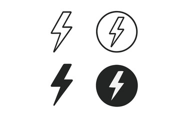 Fototapete - Lightning bolt icon set. Simple flash symbol collection. Power, energy, and electricity signs. Modern vector pictogram glyph for web and app design. Isolated element.