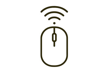 Fototapete - Wireless computer mouse icon in thin line style. Vector illustration of a pc peripheral with wifi connection signal. Flat minimal design element for web, app, and tech concepts.