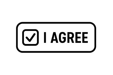 Fototapete - I agree button vector icon. Accept terms and conditions. Privacy policy consent confirmation. Check mark in box symbol. User agreement concept. UI UX web design element. Click.