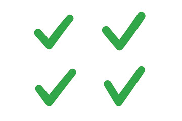 Poster - Green check mark vector icon set. Tick symbol for approved, correct choice, and yes vote. Simple flat okay sign for checklist design, success, and agreement concept.