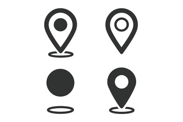 Fototapete - Location pin map marker icon set. GPS navigation pointer symbol collection. Place destination address sign. Vector position locator pictogram for web, app, travel design.