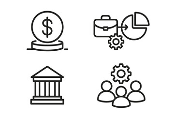 Poster - Business and finance line icon set. Money, investment, banking, payment. Business process, analytics, strategy, management, corporate governance, teamwork, collaboration.
