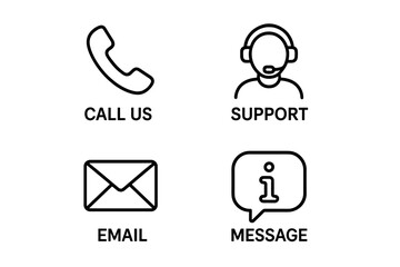 Fototapete - Contact us icons set in thin line style. Web and mobile app symbols for customer service. Call center, email, message, and information signs for communication and support.