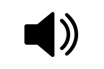 Fototapete - Audio Speaker Icon Isolated. Sound Volume Symbol. Loudspeaker Notification Sign. Black Vector on White Background. Multimedia, Music, Volume Control, Audio System, App, Web, Alert, Interface Design