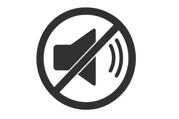Fototapete - Mute icon vector. No sound symbol. Silent mode button. Volume off sign. Audio speaker muted pictogram for user interface, app, video. Forbidden noise quiet concept.