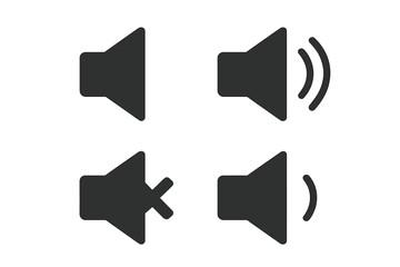 Fototapete - Speaker and Volume Icon Set. Sound Symbol Collection. Volume Up, Volume Down, Mute, Audio Loudspeaker Icons. Isolated Vector on Transparent Background. Audio Interface Design Elements.