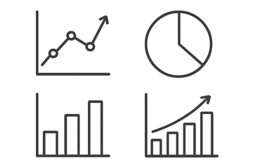 Aufkleber - Chart and graph line icons set for business infographic or data analysis. Financial statistics, growth report diagram. Vector symbols for web, app, and presentation use.