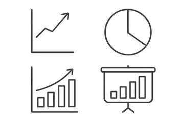 Aufkleber - Chart and graph thin line icon set. Business data analytics symbols. Statistics, financial growth, and marketing report visualization. Infographic presentation elements.