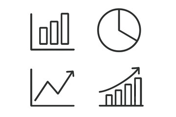 Aufkleber - Graph and chart line icon set. Business data analysis, financial statistics, and growth concepts. Vector symbols for infographics, presentations, and web design.